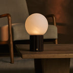 Wim Dark Brown Wood & Glass Cordless Table Lamp
