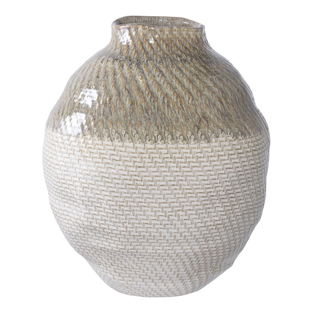 Liora white green vase close-up of clean glaze detail