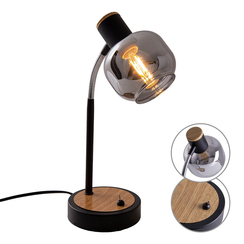 Fumoso Black Smoked Glass Table Lamp