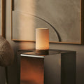 Luna light brown wood 3D porcelain rechargeable table lamp