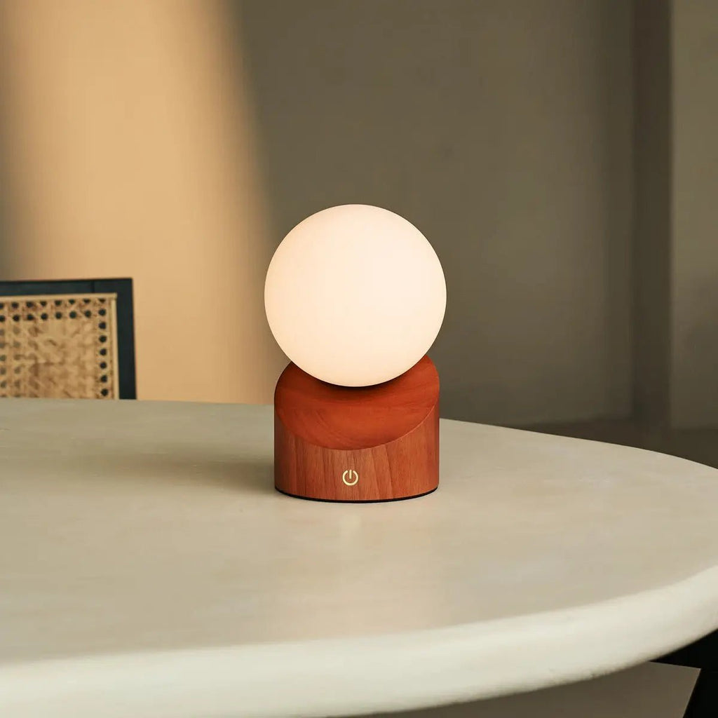 Morris rechargeable lamp in bedroom bedside setting
