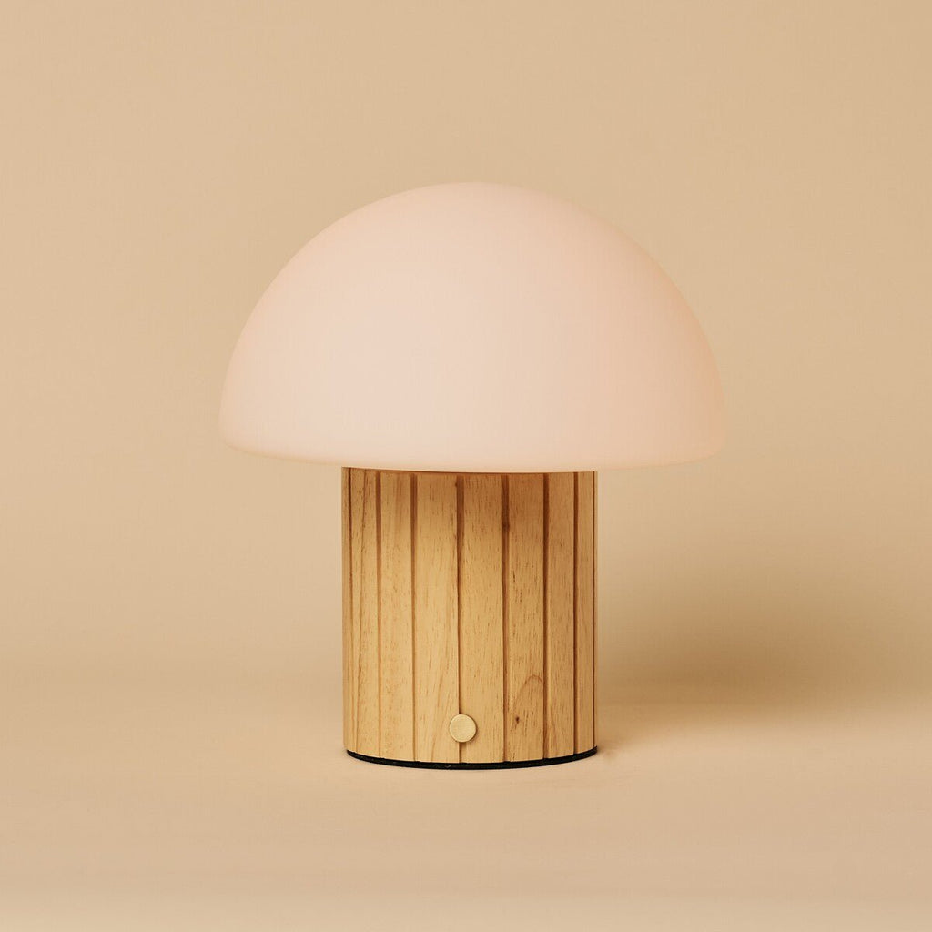 Siebe Light Brown Wood & Glass Cordless Table Lamp