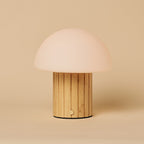 Siebe Light Brown Wood & Glass Cordless Table Lamp