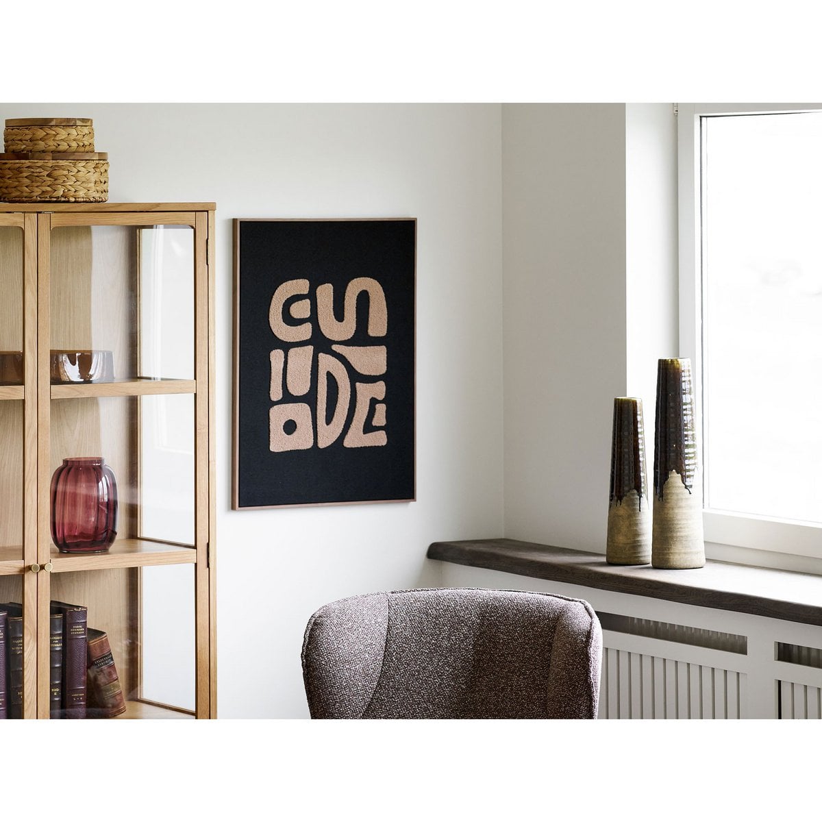 Earthline brown ceramic vase close-up of warm glaze