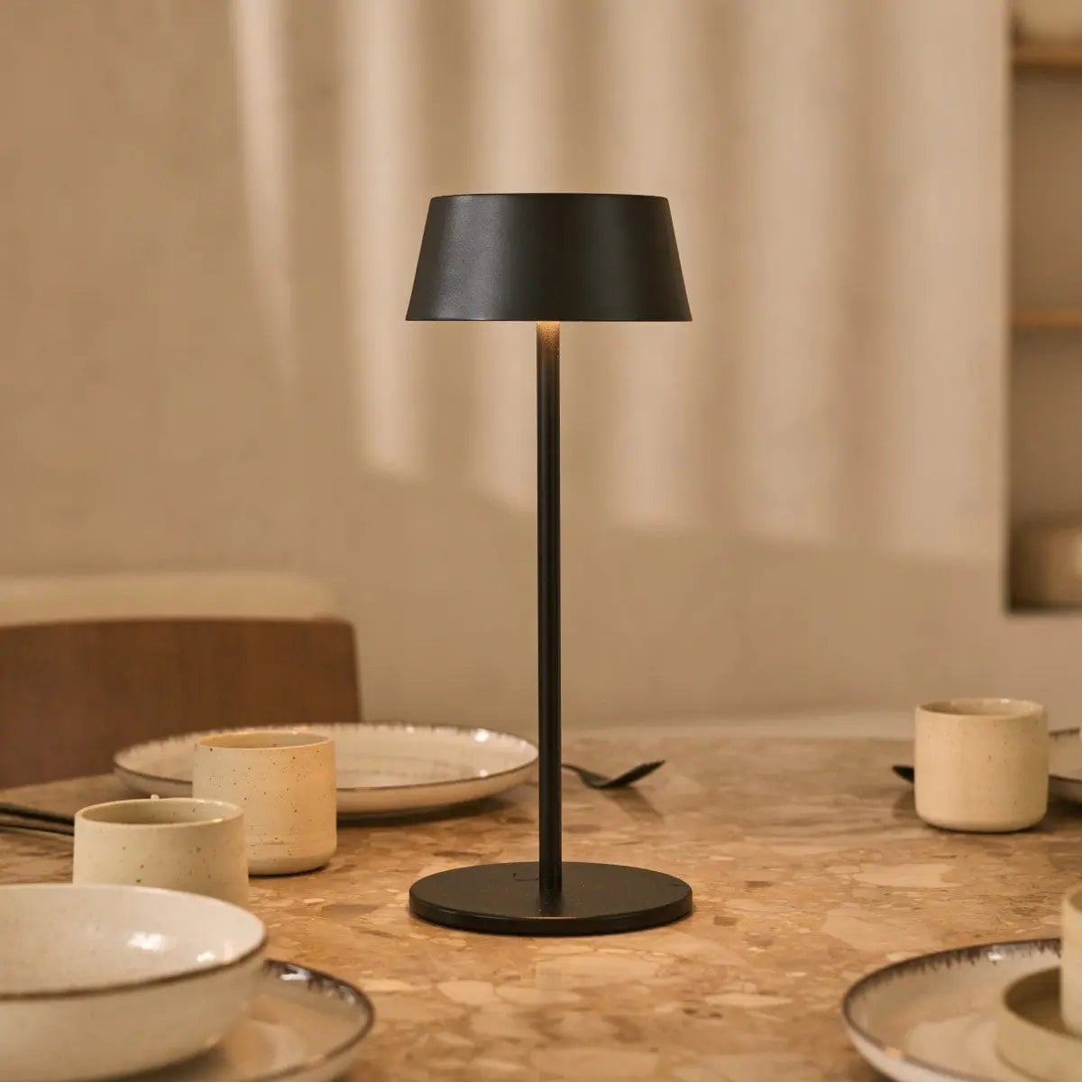 Hugo Midnight Black Metal Touch Table Lamp