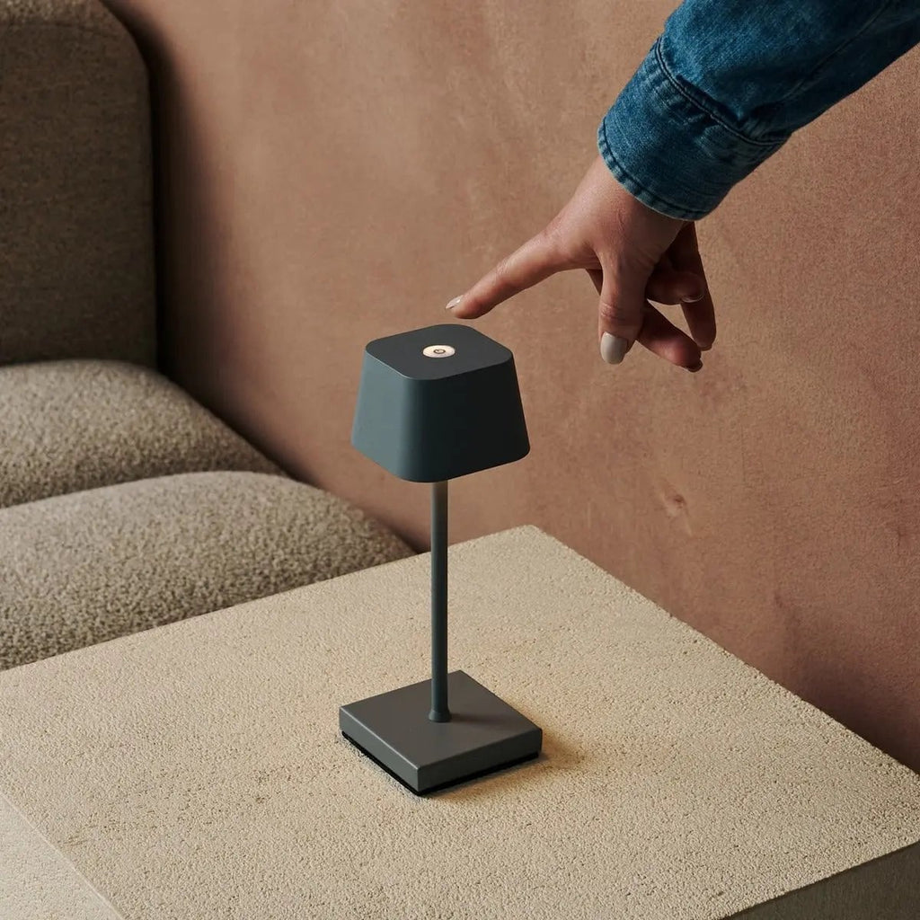 Sarphati lamp detail of matte mouse grey metal texture