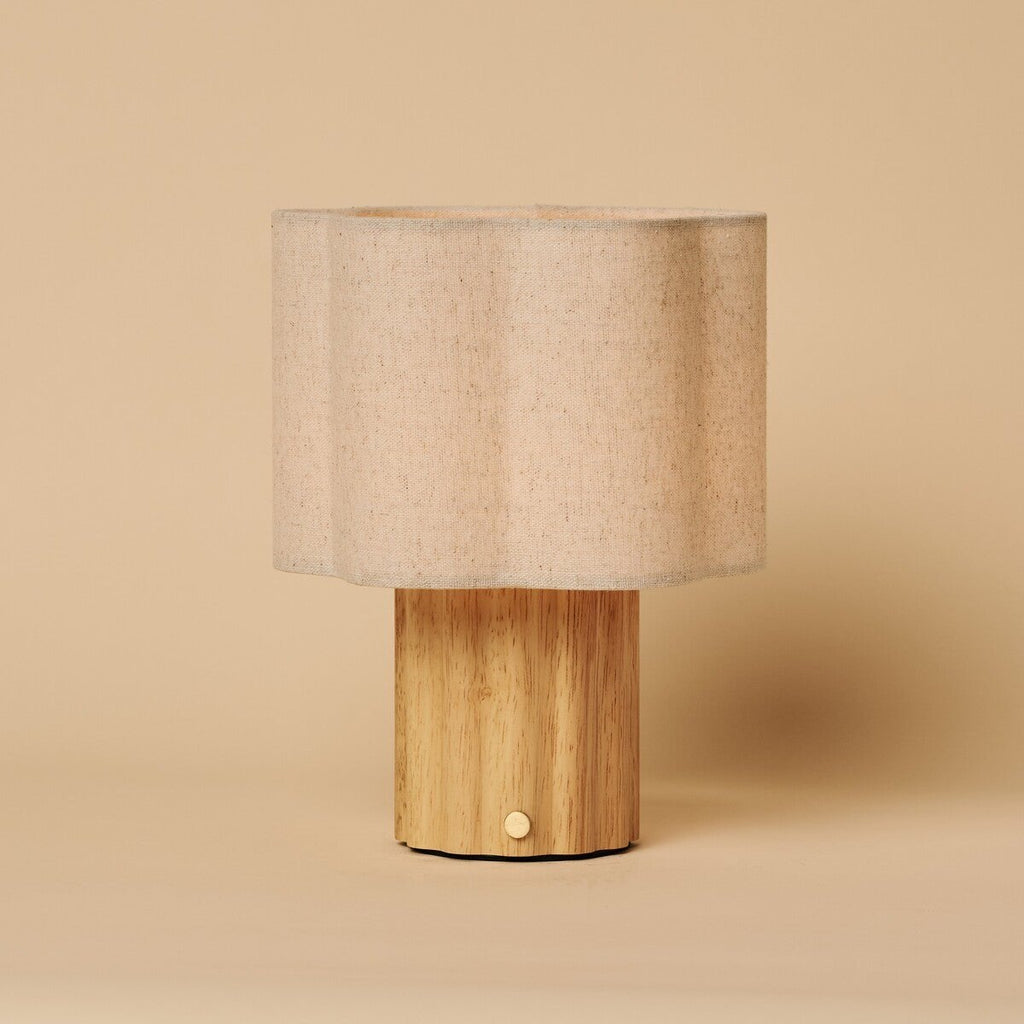 Yalisa Light Brown Wood & Linen Cordless Table Lamp
