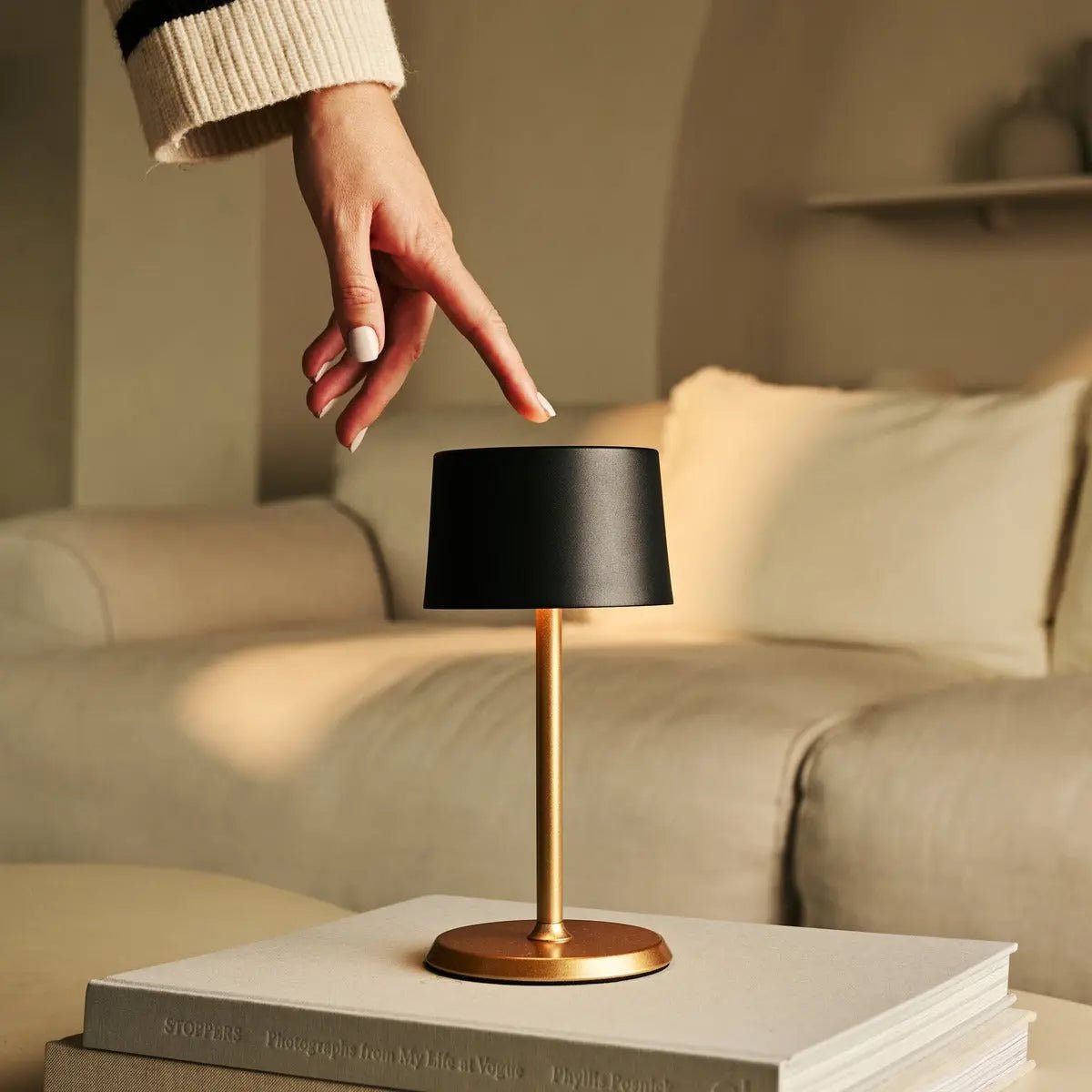 David Black & Gold Rechargeable Table Lamp 2-in-1
