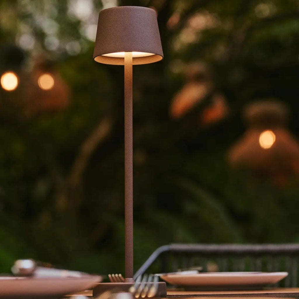 Vondel cordless table lamp packed for travel or event use