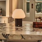Sophie Dark Brown Wood & Glass Cordless Table Lamp