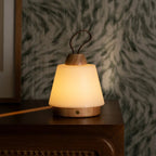 Liv cordless lamp close-up of leather strap detail