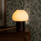 Fynn Dark Brown Wood & Glass Cordless Table Lamp