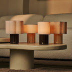 Channa Dark Brown Wood & Linen Cordless Table Lamp