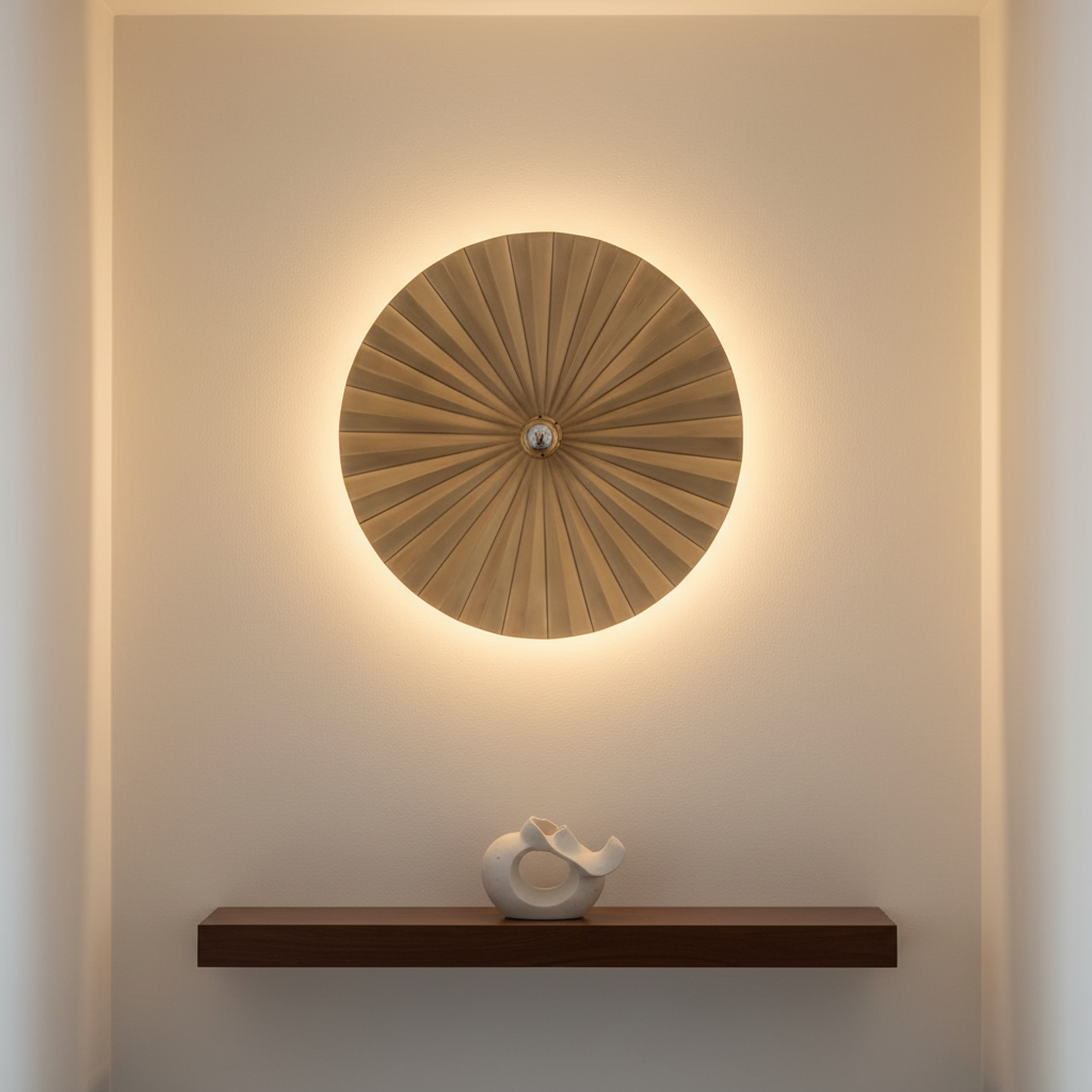 Tsijn Brass Wall Lamp in hal op witte pleistermuur