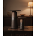 ULFUR ceramic vases in 35cm and 28cm sizes grouped on a dark oak sideboard in a warm moody interior