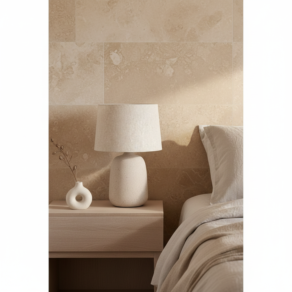 Tavira Ceramic Corded Table Lamp in bedroom
