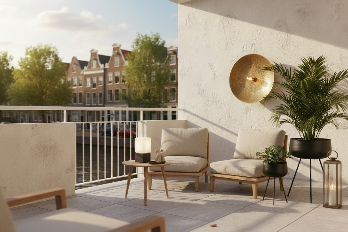 Japandi Amsterdam Balcony – Grey Railing Fix